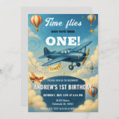 Personal Time Flies First Birthday party 招待状 (正面/裏面)