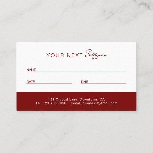 Personal Trainer Appointment Card | Next Session  予約カード (裏面)