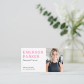 Personal trainer fitness coach photo pink 名刺 (スタンド正面)