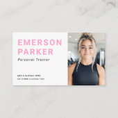 Personal trainer fitness coach photo pink 名刺 (正面)
