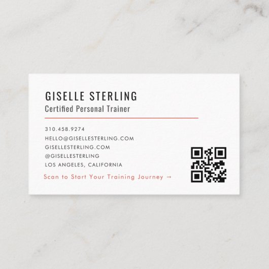 Personal Trainer Fitness Photo QR Code 名刺 (裏面)