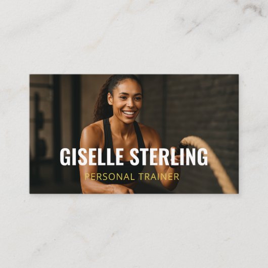 Personal Trainer Fitness Photo QR Code 名刺 (正面)