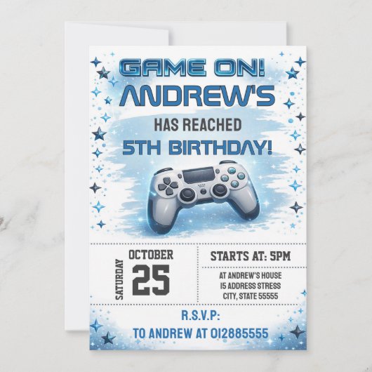 Personal Video Game Birthday Invitation 招待状 (正面)