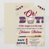 Personal Vintage Baseball Baby Shower All Star 招待状 (正面/裏面)