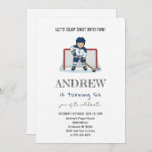 Personal Watercolor Hockey Birthday Party 招待状 (正面/裏面)