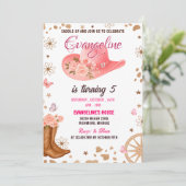 Personal Watercolor Pink Cowgirl Western Birthday 招待状 (スタンド正面)