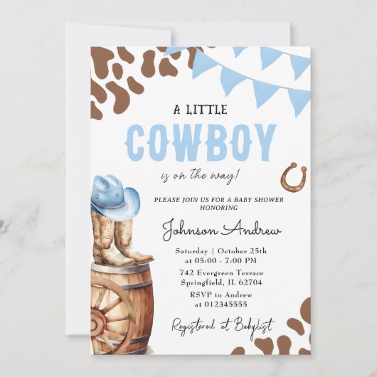 Personal Western Boy Baby Shower for boy 招待状 (正面)