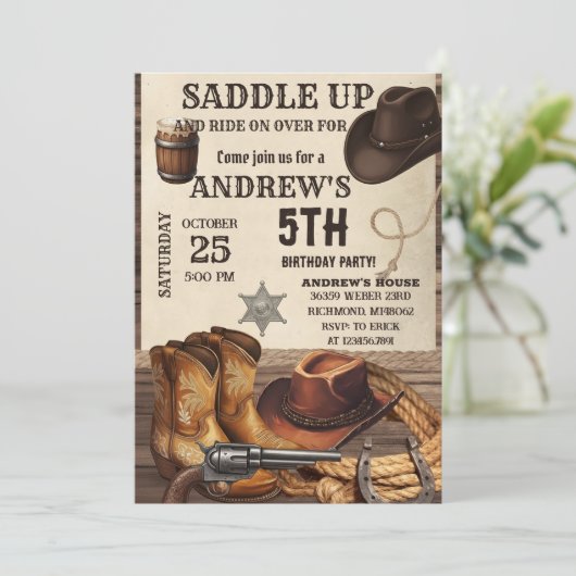 Personal Western Cowboy Birthday 招待状 (スタンド正面)