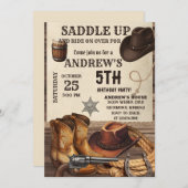 Personal Western Cowboy Birthday 招待状 (正面/裏面)