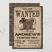 Personal Western Cowboy Hat and Lasso Birthday  招待状 (正面/裏面)