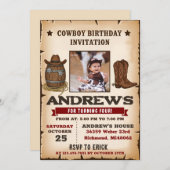 Personal Western Wild West Cowboy Birthday Party 招待状 (正面/裏面)