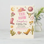 Personal Wild West Pink Cowgirl Birthday Dance 招待状 (スタンド正面)