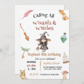 Personal Witches Hallowee Castle Wizardry Birthday 招待状 (正面/裏面)