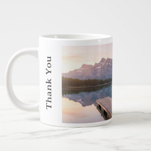 Personalise Alps Mountain Lake Nature Landscape ジャンボコーヒーマグカップ (左)