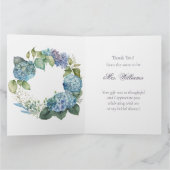 Personalise Bridal Shower Blue Hydrangeas  サンキューカード (内部)