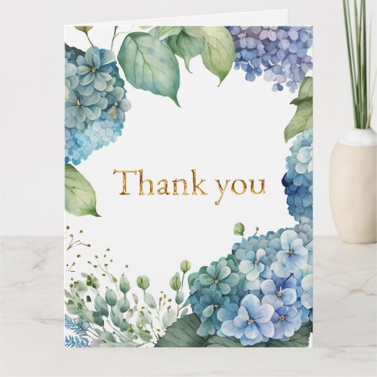 Personalise Bridal Shower Blue Hydrangeas  サンキューカード (正面)