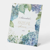 Personalise Bridal Shower Blue Hydrangeas 台座サイン (正面)