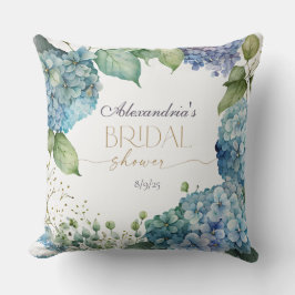Personalise Bridal Shower Blue Hydrangeas Welcome クッション
