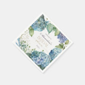 Personalise Bridal Shower Blue Hydrangeas Welcome スタンダードカクテルナプキン (角)