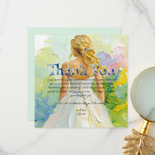 Personalise Bridal Shower Thank you サンキューカード (正面/裏面インサイチュ)