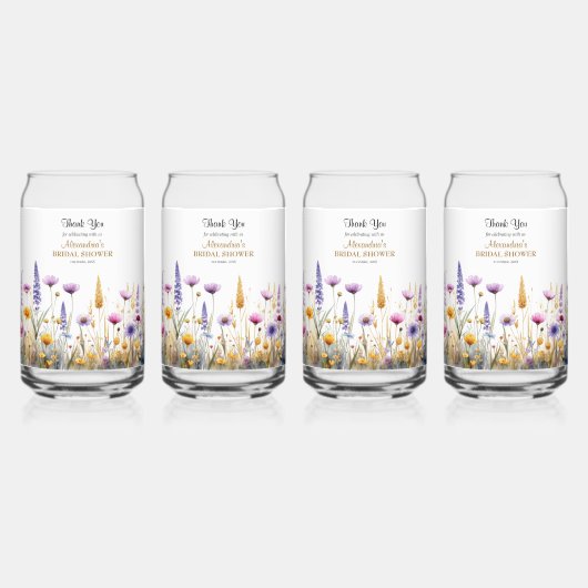 Personalise Bridal Shower Wildflowers ガラス缶 (正面)