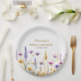Personalise Bridal Shower Wildflowers ペーパープレート