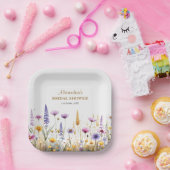 Personalise Bridal Shower Wildflowers ペーパープレート (パーティー)
