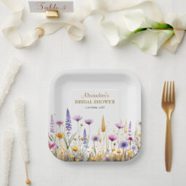 Personalise Bridal Shower Wildflowers ペーパープレート