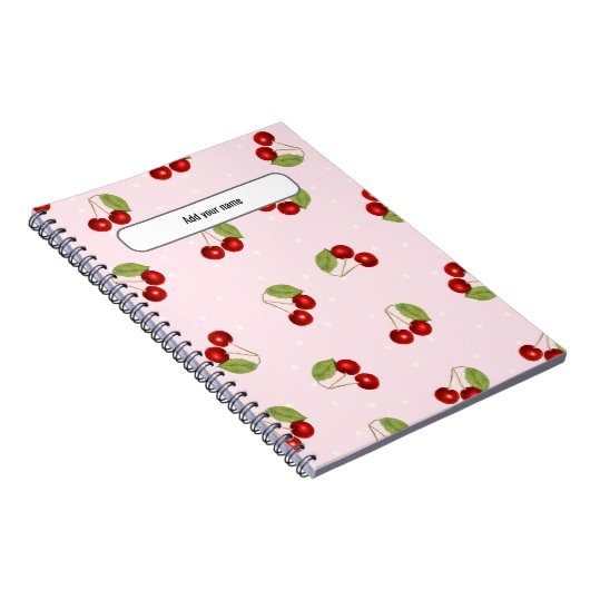 PERSONALISE Cherry Fruit Pattern Notebook ノートブック (右側)