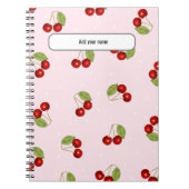 PERSONALISE Cherry Fruit Pattern Notebook ノートブック (正面)