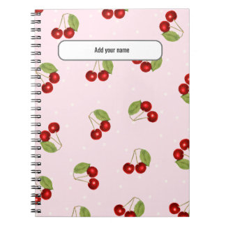 PERSONALISE Cherry Fruit Pattern Notebook ノートブック
