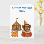 Personalise: Chester the chimp clown カード (黄色い花)