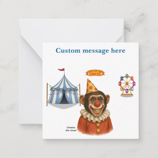 Personalise: Chester the chimp clown ノートカード (正面)