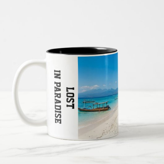 Personalise Gili Trawangan Island Paradise Beach ツートーンマグカップ (左)