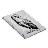PERSONALISE Minimalist Black and White Owl Bird ノートブック (右側)