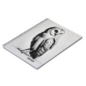 PERSONALISE Minimalist Black and White Owl Bird ノートブック (左側)