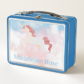 Personalise name on My prancing unicorn メタルランチボックス (正面)