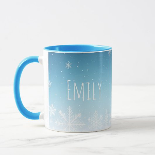personalise name snowflake winter cold vibe mug マグカップ (左)
