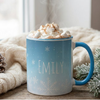 personalise name snowflake winter cold vibe mug  マグカップ
