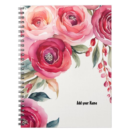 PERSONALISE Painted Roses Notebook ノートブック (正面)