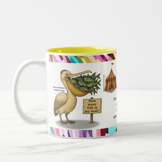 Personalise: Pierre pelican's brilliant beak ツートーンマグカップ (左)