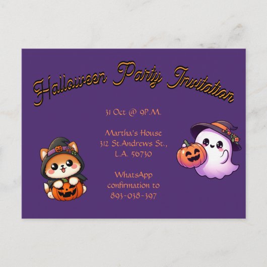 Personalise this Halloween Party postal card ポストカード (正面)