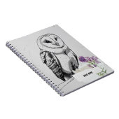 PERSONALISE Vintage Black and White Owl Bird ノートブック (右側)