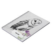 PERSONALISE Vintage Black and White Owl Bird ノートブック (左側)