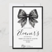 Personalised 18th Black Bow Birthday Invitation 招待状 (正面)