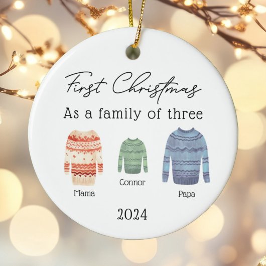 personalised 1st christmas baubles plaid セラミックオーナメント