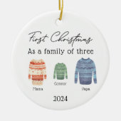 personalised 1st christmas baubles plaid セラミックオーナメント (正面)