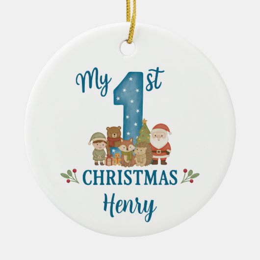 Personalised 1st Christmas Tree Decoration セラミックオーナメント (正面)