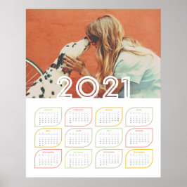 Personalised 2021 Calendar Poster | Modern Leaf ポスター