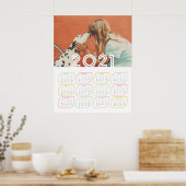 Personalised 2021 Calendar Poster | Modern Leaf ポスター (キッチン)